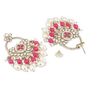 traditional kundan pearl chandbali dangle earrings  4