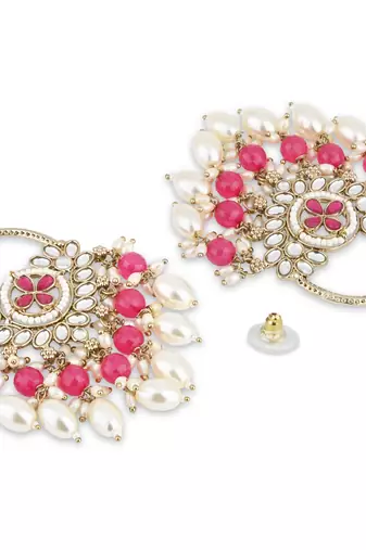 traditional kundan pearl chandbali dangle earrings 