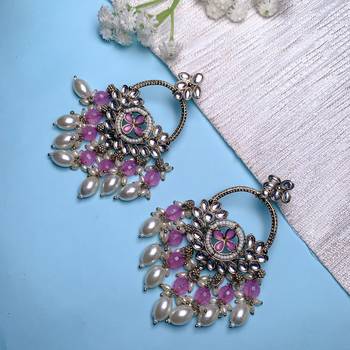 traditional kundan pearl chandbali dangle earrings  1