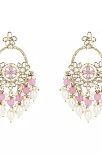 traditional kundan pearl chandbali dangle earrings 