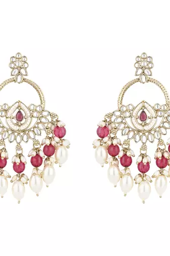 traditional kundan pearl chandbali dangle earrings 