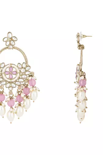 traditional kundan pearl chandbali dangle earrings 