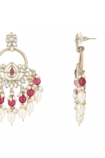 traditional kundan pearl chandbali dangle earrings 