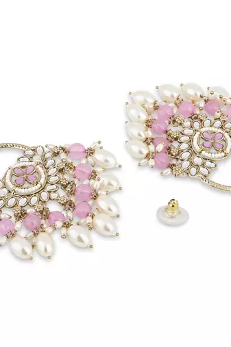 traditional kundan pearl chandbali dangle earrings 