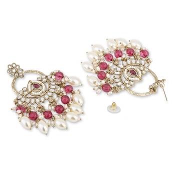 traditional kundan pearl chandbali dangle earrings  4