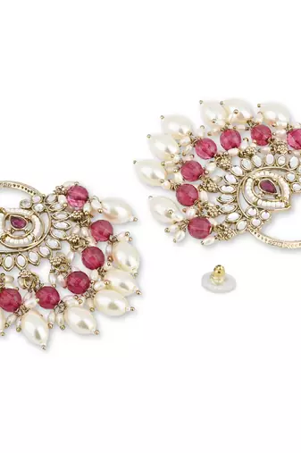 traditional kundan pearl chandbali dangle earrings 