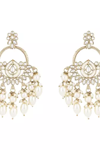traditional kundan pearl chandbali dangle earrings 