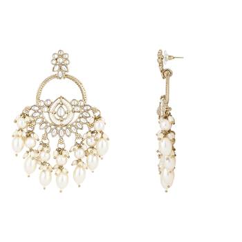 traditional kundan pearl chandbali dangle earrings  3