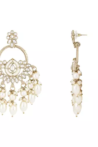 traditional kundan pearl chandbali dangle earrings 