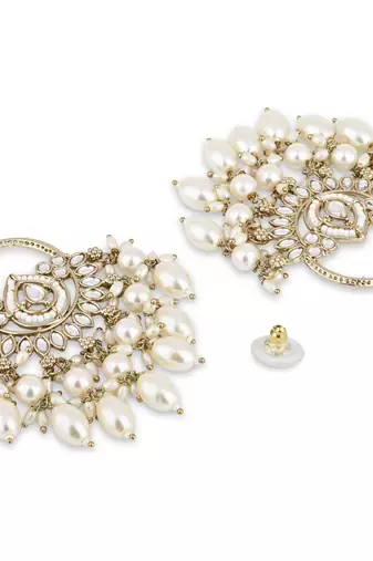 traditional kundan pearl chandbali dangle earrings 