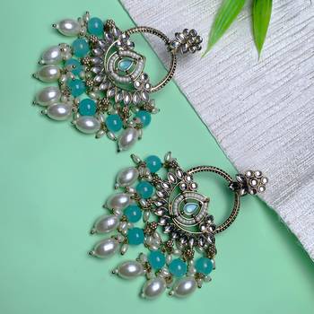 traditional kundan pearl chandbali dangle earrings  1