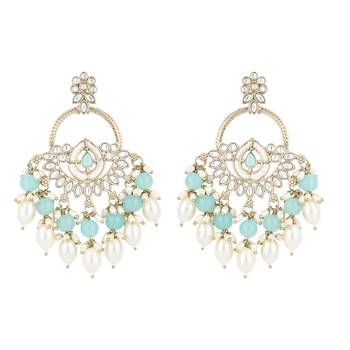 traditional kundan pearl chandbali dangle earrings  2