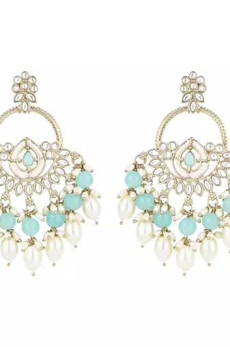 traditional kundan pearl chandbali dangle earrings 