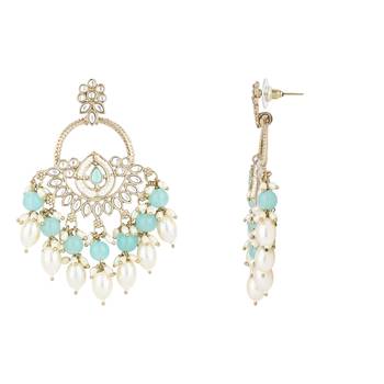 traditional kundan pearl chandbali dangle earrings  3