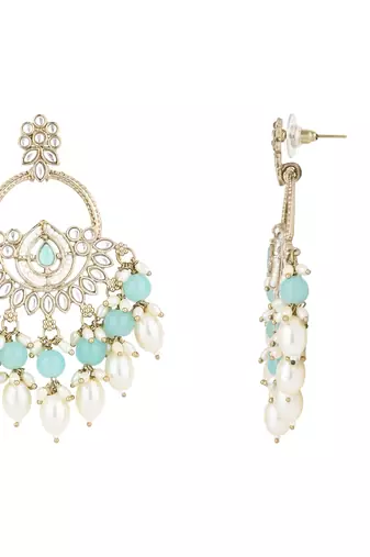 traditional kundan pearl chandbali dangle earrings 