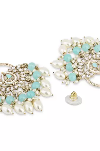 traditional kundan pearl chandbali dangle earrings 