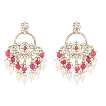 traditional kundan pearl chandbali dangle earrings  2