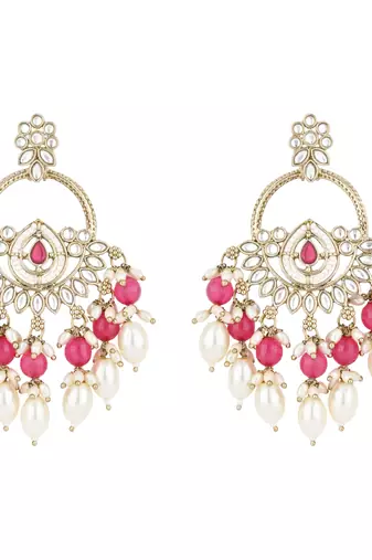 traditional kundan pearl chandbali dangle earrings 