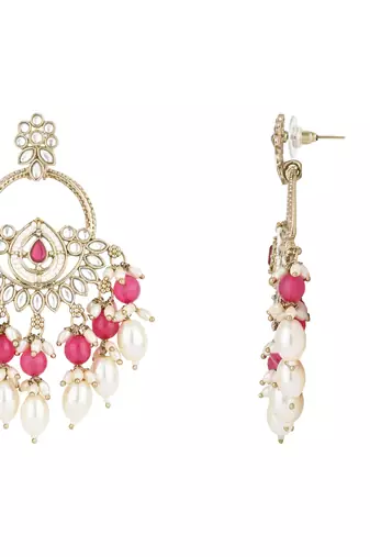 traditional kundan pearl chandbali dangle earrings 