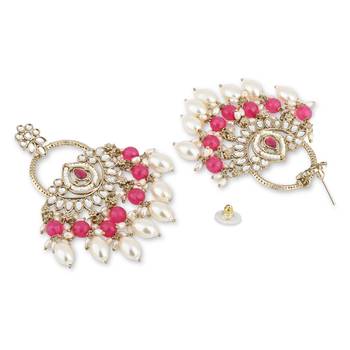 traditional kundan pearl chandbali dangle earrings  4