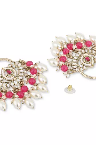 traditional kundan pearl chandbali dangle earrings 