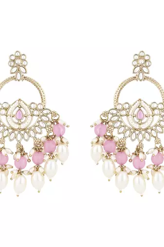 traditional kundan pearl chandbali dangle earrings 