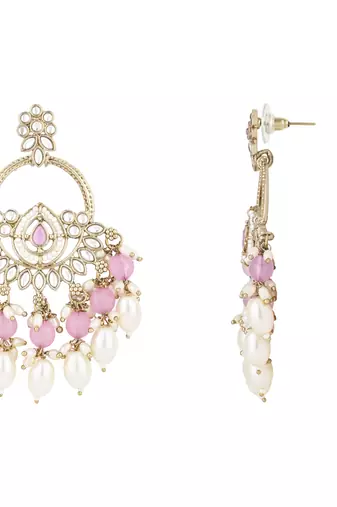 traditional kundan pearl chandbali dangle earrings 