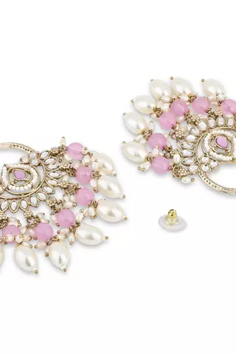 traditional kundan pearl chandbali dangle earrings 