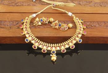 Designer gold pated kempu necklace set 1