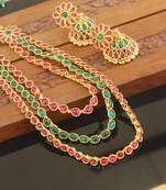 Designer gold plated multy layer necklace set