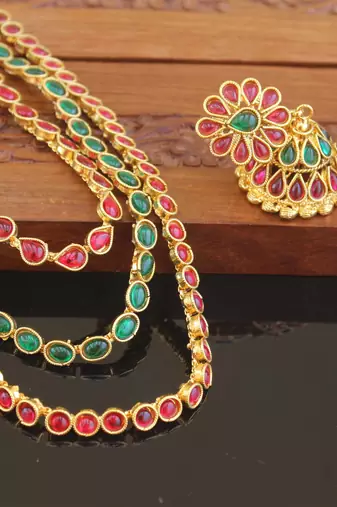 Designer gold plated multy layer necklace set
