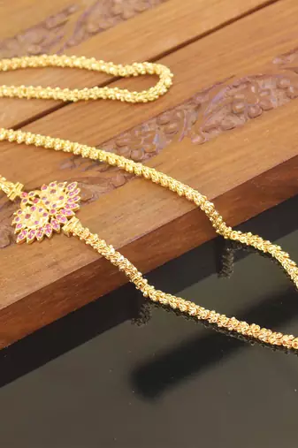 Designer gold plated cz moppu chain