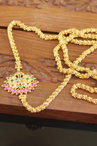 Designer gold plated cz moppu chain