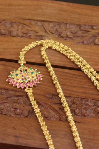 Designer gold plated cz moppu chain
