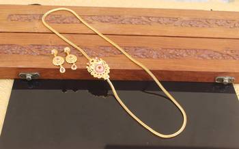 Designer gold plated cz moppu chain set 1