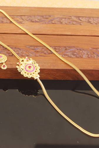 Designer gold plated cz moppu chain set