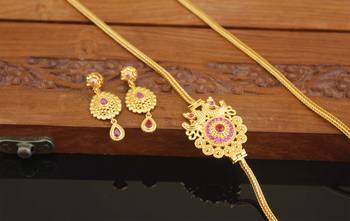 Designer gold plated cz moppu chain set 2