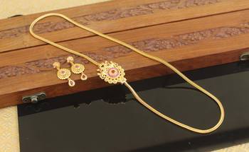 Designer gold plated cz moppu chain set 3