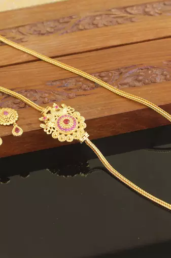 Designer gold plated cz moppu chain set