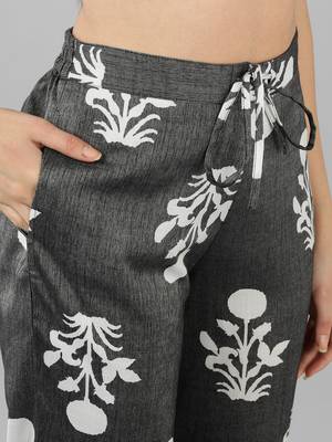 grey color printed cotton styles night suits 5