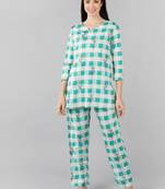 cream color checked cotton styles night suits
