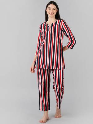 multi color striped pure cotton styles night suits 1