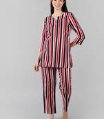 multi color striped pure cotton styles night suits