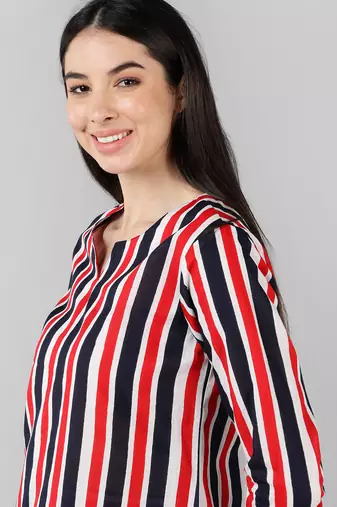 multi color striped pure cotton styles night suits
