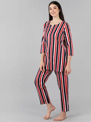 multi color striped pure cotton styles night suits 3