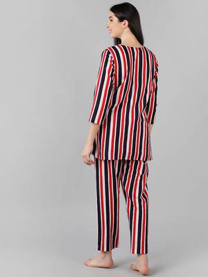multi color striped pure cotton styles night suits 4