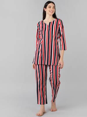 multi color striped pure cotton styles night suits 5