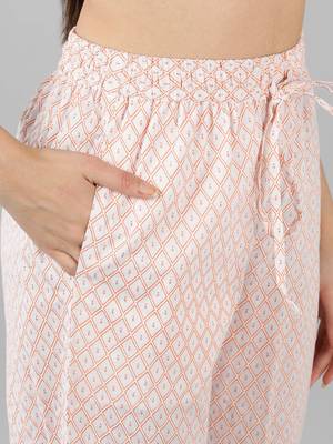 peach color checked cotton styles night suits 5