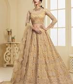 Beige Net Embroidered Wedding Lehenga