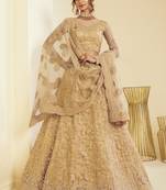 Beige Net Embroidered Wedding Lehenga